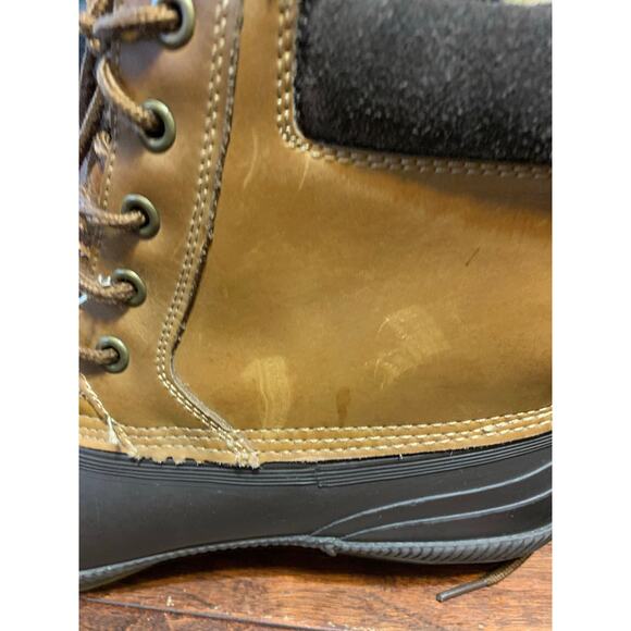 Tommy Hilfiger Two Tone Brown Leather & Rubber Charlie Laced Duck Boots Sz 11